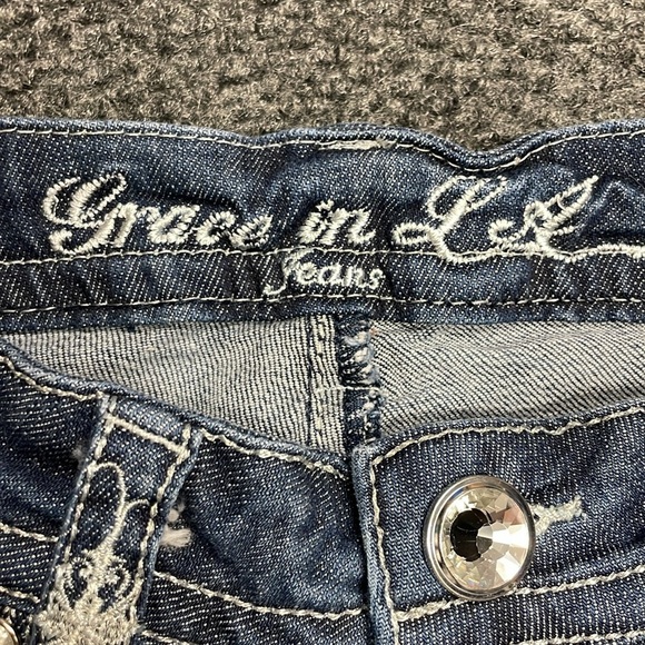 Grace in LA Jeans Bootcut Womens Size 28 Rhinestones Cross Rodeo Cowgirl Barn - Picture 7 of 9